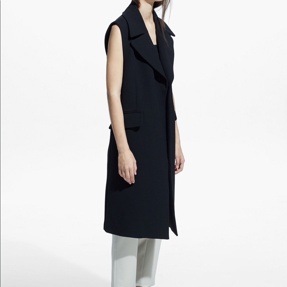 Mango Black Sleeveless Midi Coat Size S